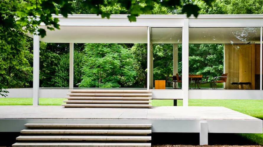 minimalismo stile di vita - casa di vetro di Mies Van Der Rohe
